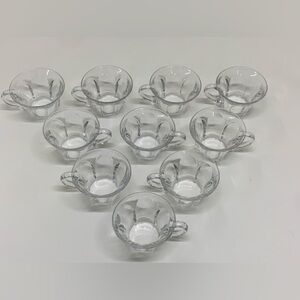 Lot of 10 Great Depression Era Vintage Hexagonal Flat Bottom Glass Punch Cups